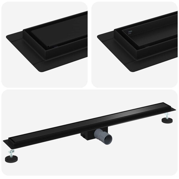 vidaXL 2 v 1 sprchov&yacute; odtok Čierna 90 cm Nerezov&aacute; oceľ 304