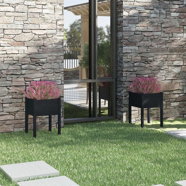 vidaXL Z&aacute;hradn&eacute; kvetin&aacute;če 2 ks čierne 50x50x70 cm borovicov&yacute; mas&iacute;v