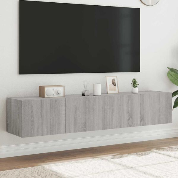 vidaXL TV n&aacute;stenn&eacute; skrinky s LED svetlami 2 ks siv&eacute; sonoma 80x35x31 cm
