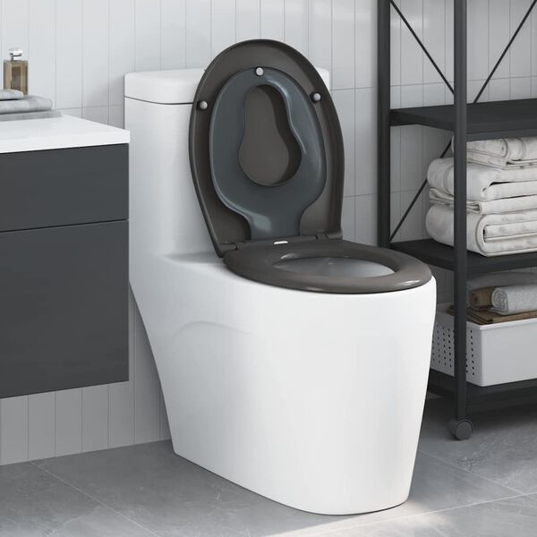 vidaXL Rýchlo uvoľňovacie wc sedátko Antracit 44.5 x 37.3 x 4.3 cm