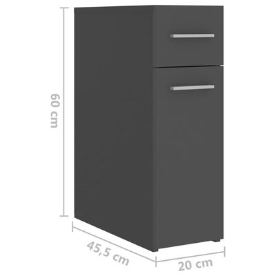 vidaXL Úložná skrinka, sivá 20x45,5x60 cm, kompoztiné drevo