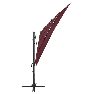 vidaXL 4-stupňový slnečník s hliníkovou tyčou bordovočervený 250x250 cm
