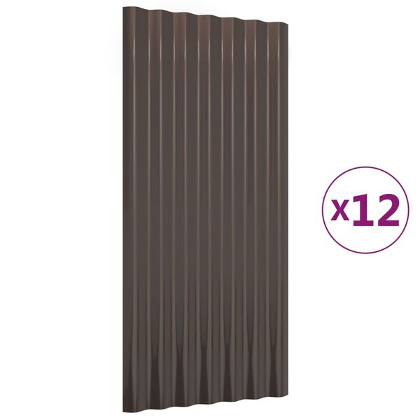 vidaXL Stre&scaron;n&eacute; panely 12 ks pozinkovan&aacute; oceľ hned&eacute; 80x36 cm