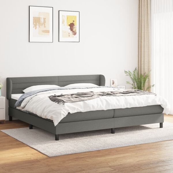 vidaXL Boxspring posteľ s matracom tmavosiv&aacute; 200x200 cm l&aacute;tka