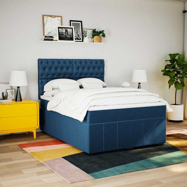 vidaXL Boxspring posteľ s matracom modr&yacute; 140x190 cm l&aacute;tka