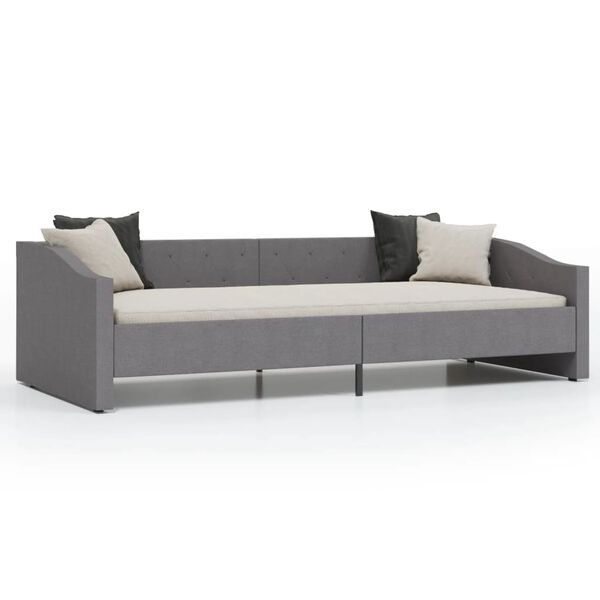 vidaXL Pohovka s USB svetlosiv&aacute; l&aacute;tkov&aacute; 90x200 cm