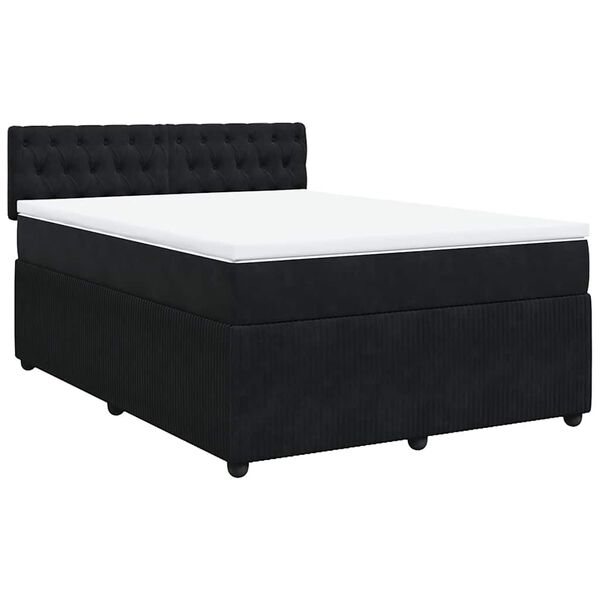 vidaXL Posteľn&yacute; r&aacute;m boxspring s matracom čierny 160x200 cm zamat