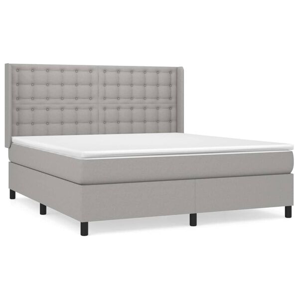 vidaXL Boxspring posteľ s matracom svetlosiv&aacute; 100x200 cm l&aacute;tka