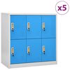 vidaXL Uzamykacie skrinky 5 ks bledosiv&eacute; a modr&eacute; 90x45x92,5 cm oceľov&eacute;