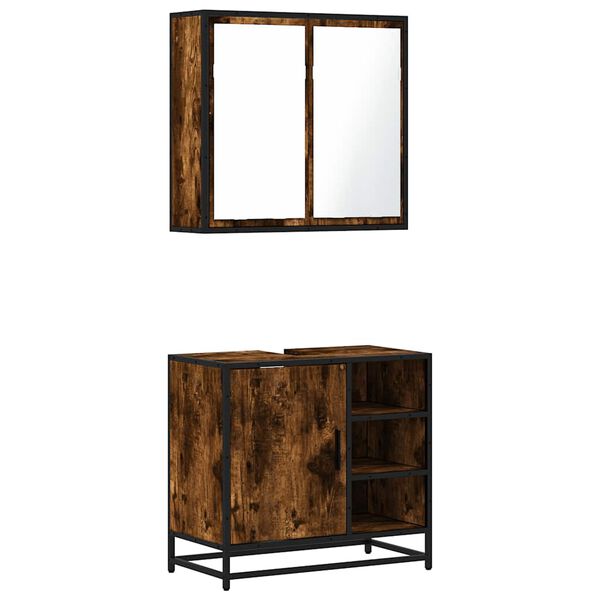 vidaXL 2-dielna sada k&uacute;peľňov&eacute;ho n&aacute;bytku, tmav&yacute; dub, kompozitn&eacute; drevo