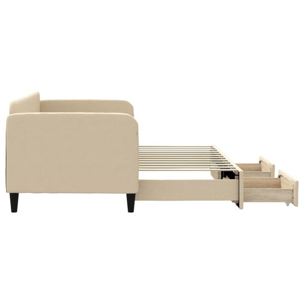 vidaXL Rozkladacia denná posteľ so zásuvkami krémová 80x200 cm látka