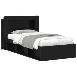 vidaXL R&aacute;m postele so skladom Čierna 90 x 190 cm Kompozitn&eacute; drevo