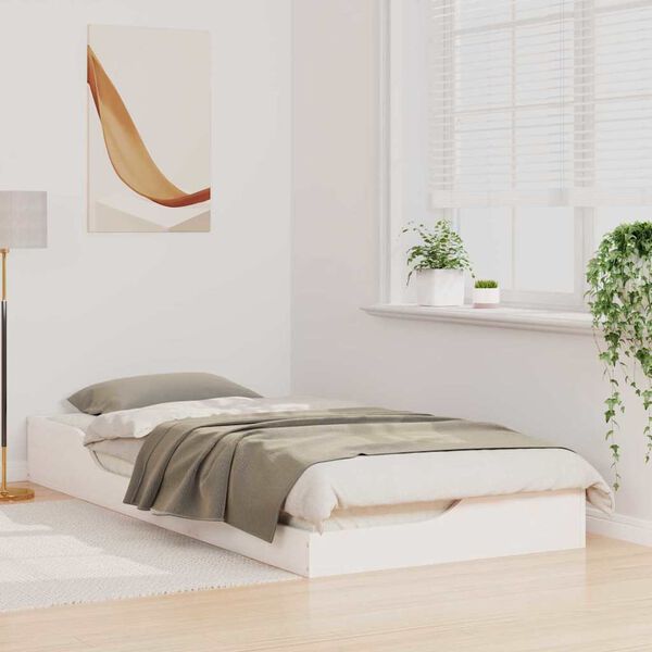 vidaXL Rám postele Biela 80 x 210 cm Masívne borovicové drevo