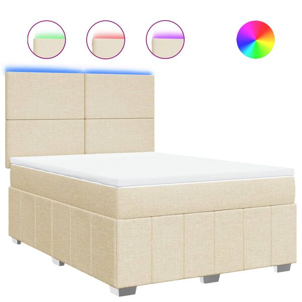 vidaXL Boxspring posteľ s matracom kr&eacute;mov&yacute; 140x190 cm l&aacute;tka