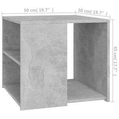 vidaXL Príručný stolík betónovo-sivý 50x50x45 cm drevotrieska