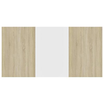 vidaXL Jedálenský stôl, biela a dub sonoma 160x80x76 cm, drevotrieska