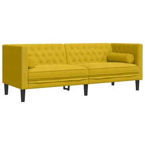 vidaXL 3-miestna pohovka Chesterfield s opierkami žlt&eacute; zamat