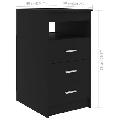 vidaXL Skrinka so zásuvkami, čierna 40x50x76 cm, kompozitné drevo