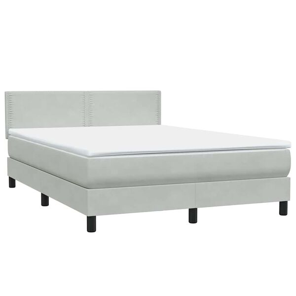 vidaXL Box Spring Posteľ s matracom Svetlosiv&aacute; 140x220 cm Zamat