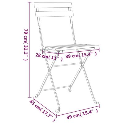 vidaXL Skladacie bistro stoličky 2 ks akáciový masív a oceľ