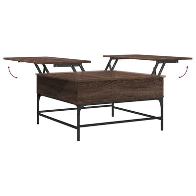 vidaXL Konferenčný stolík, hnedý dub 80x80x45 cm, kompozitné drevo+kov