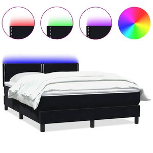 vidaXL Posteľn&yacute; r&aacute;m boxspring s matracom a LED čierny 160x210 cm zamat