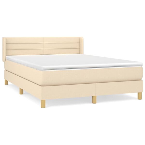 vidaXL Boxspring posteľ s matracom kr&eacute;mov&yacute; 140x190 cm l&aacute;tka