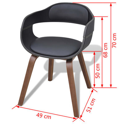 vidaXL Jedálenské stoličky 4 ks, čierne, ohýbané drevo a umelá koža
