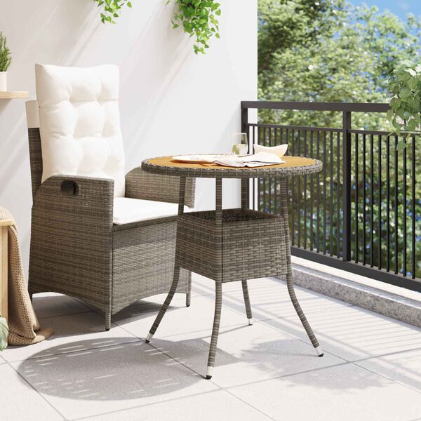 vidaXL St&ocirc;l na večeru s &uacute;ložiskom Siv&aacute; a Ak&aacute;cia 70 x 70 x 73 cm