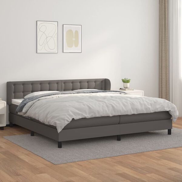 vidaXL Boxspring posteľ s matracom sivá 200x200 cm umelá koža