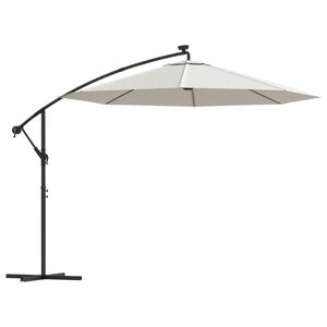 vidaXL Visiaci slnečn&iacute;k s LED osvetlen&iacute;m a kovovou tyčou, 300 cm