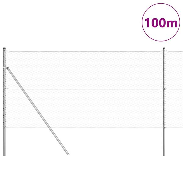 vidaXL Stĺp na plot. Strieborn&aacute; 100 x 1,4 m (36 mm sieť) Oceľ