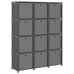 vidaXL Polica s boxmi s dizajnom 12 kociek siv&aacute; 103x30x141 cm l&aacute;tka