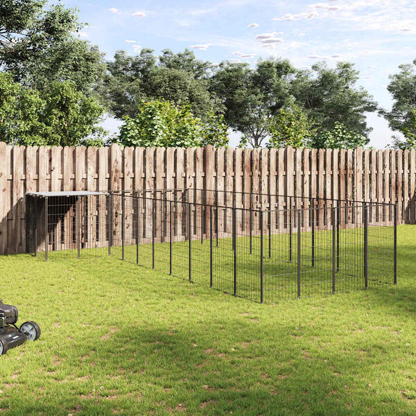 vidaXL Koterec pre psy čierny 13,31 m&sup2; oceľ