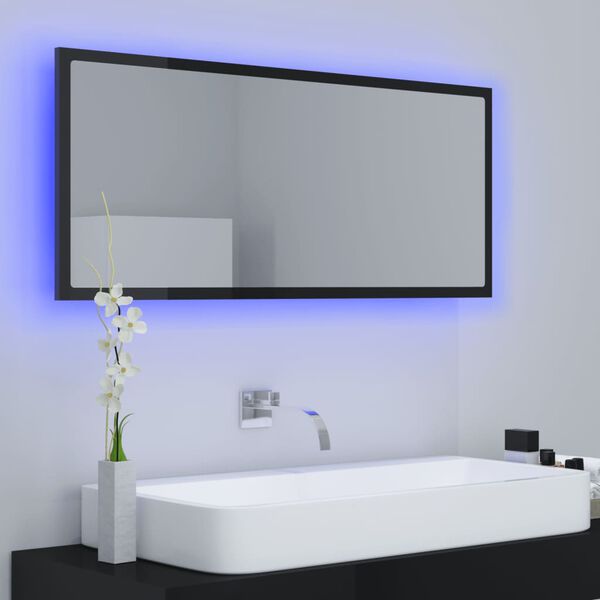 vidaXL LED kúpeľňové zrkadlo lesklé čierne 100x8,5x37 cm akryl