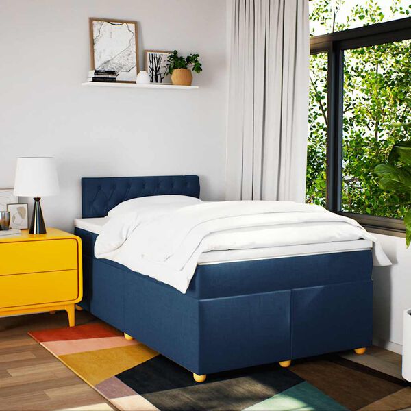 vidaXL Boxspring posteľ s matracom modr&aacute; 120x190 cm l&aacute;tka