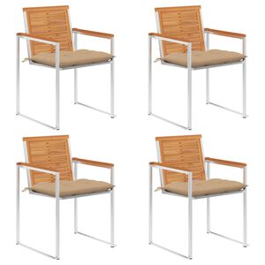vidaXL Z&aacute;hradn&eacute; stoličky 4 ks s podložkami ak&aacute;ciov&yacute; mas&iacute;v