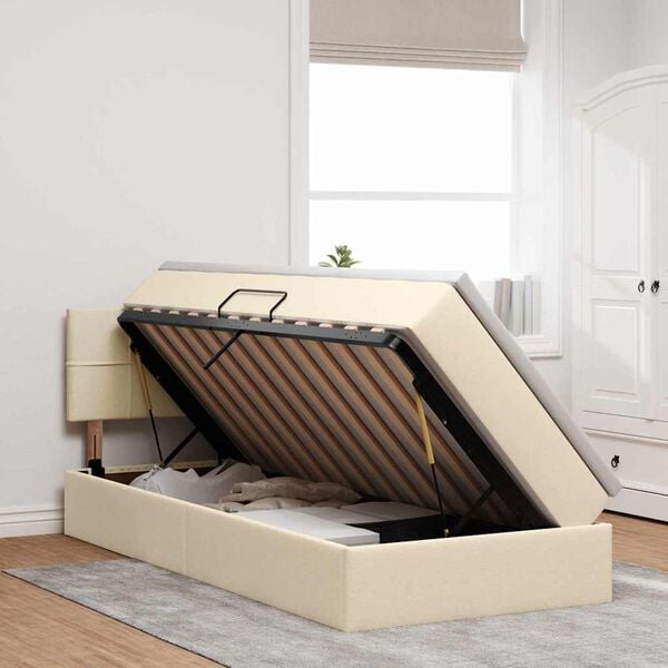 vidaXL Postel s &uacute;ložn&yacute;m prostorem a matrac&iacute; Kr&eacute;mov&aacute; 100 x 200 cm