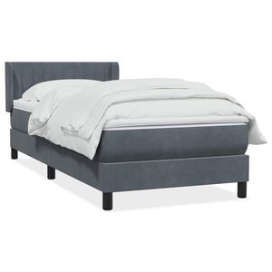 vidaXL Posteľn&yacute; r&aacute;m boxspring s matracom tmavosiv&yacute; 90x210 cm zamat