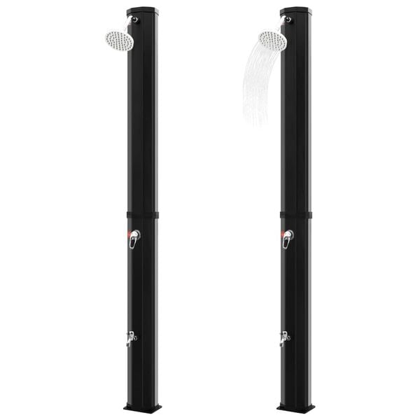 vidaXL Vonkajšia solárna sprcha, sprchová hlavica+kohútik 35 l, čierna