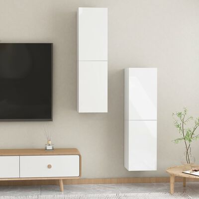 vidaXL TV skrinky 2 ks, lesklé biele 30,5x30x110 cm, kompozitné drevo