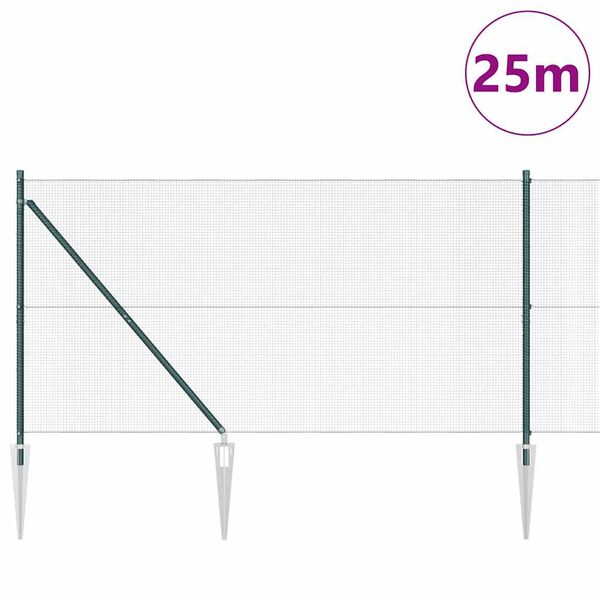 vidaXL Stĺp na plot. Zelen&aacute; 25 x 1,4 m (12 x 12 mm sieťka) Ocel a PVC