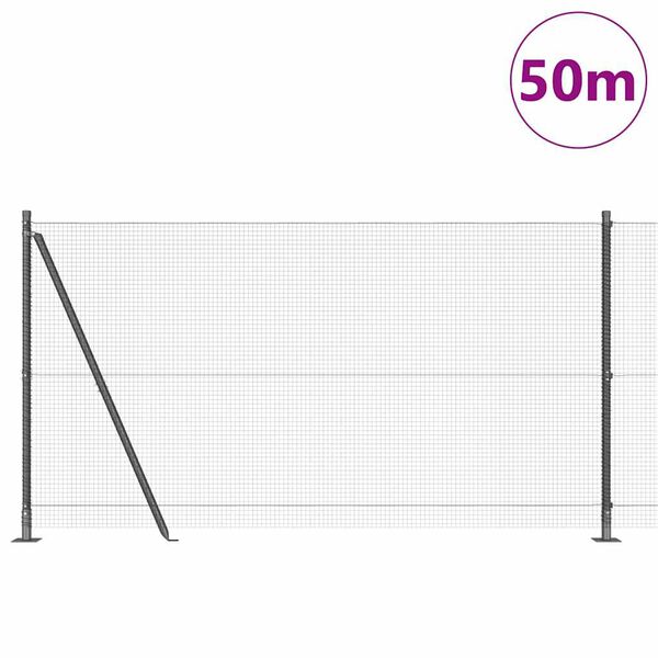 vidaXL Stĺp na plot. Siv&aacute; 50 x 1,2 m (16 x 16 mm sieť) Ocel a PVC