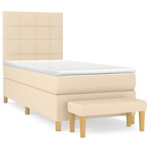 vidaXL Posteľn&yacute; r&aacute;m boxspring s matracom kr&eacute;mov&yacute; 90x190 cm l&aacute;tka