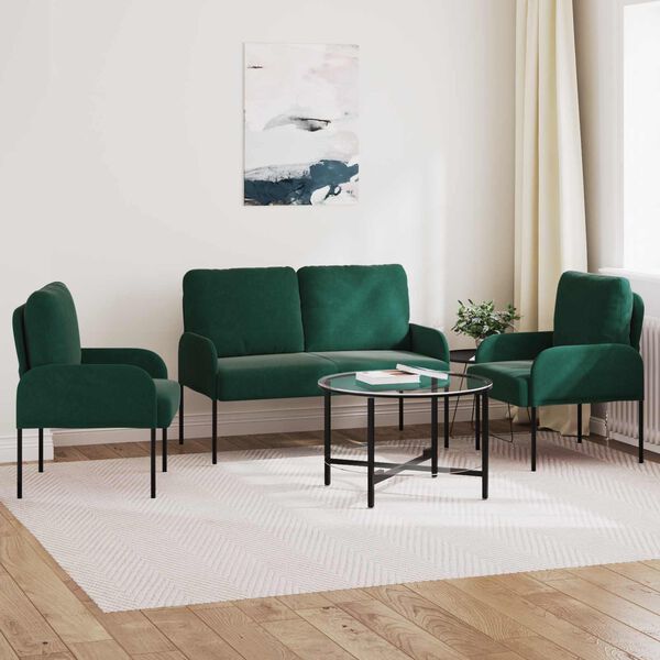 vidaXL S&uacute;pravy pohoviek 3 pcs Tmavozelen&aacute; 115 x 56 x 80 cm Preglejka