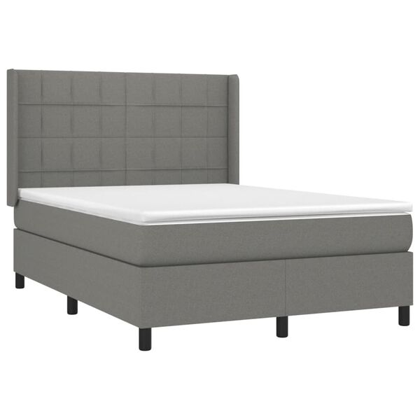 vidaXL Boxspring posteľ s matracom tmavosiv&aacute; 140x190 cm l&aacute;tka