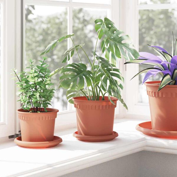 vidaXL Kulat&yacute; kvetin&aacute;č 24 pcs Tehlovo červen&aacute; &Oslash; 15 x 12 cm Plast