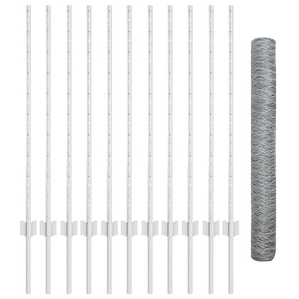 vidaXL Plot s stĺpmi Strieborn&aacute; 1 x 25 m Oceľ