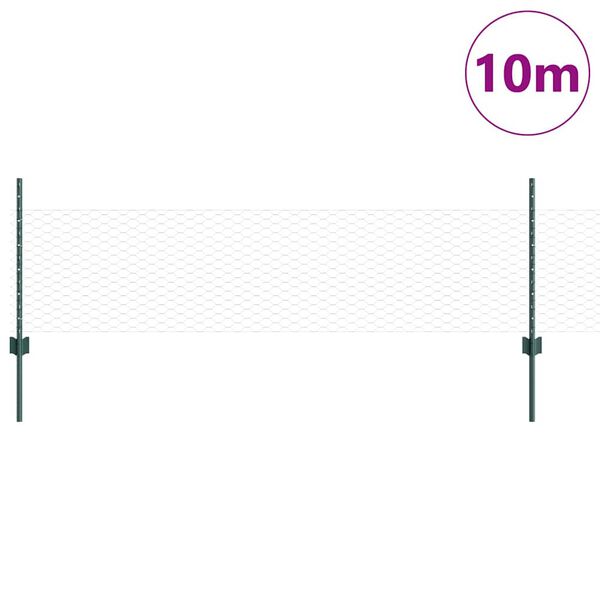 vidaXL Plot s podperou Zelen&aacute; 0,5 x 10 m Ocel a PVC