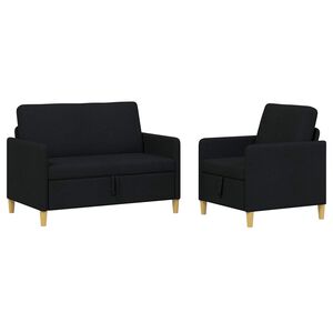 vidaXL S&uacute;prava pohovky s &uacute;ložn&yacute;m priestorom 2 pcs Čierna Polyester